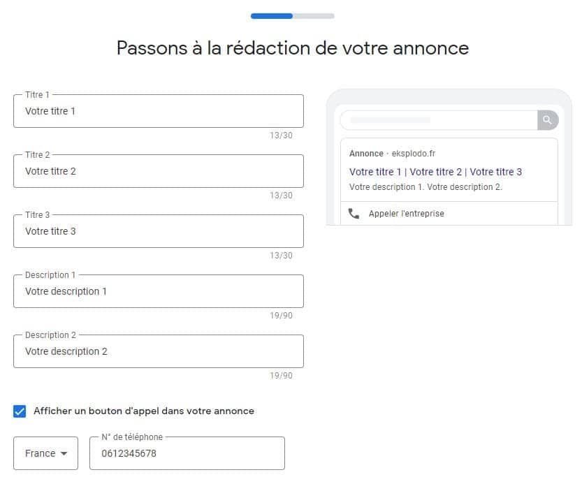 Google Ads - mode Intelligent - 2-On crée sa premièe annonce - eksplodo.fr
