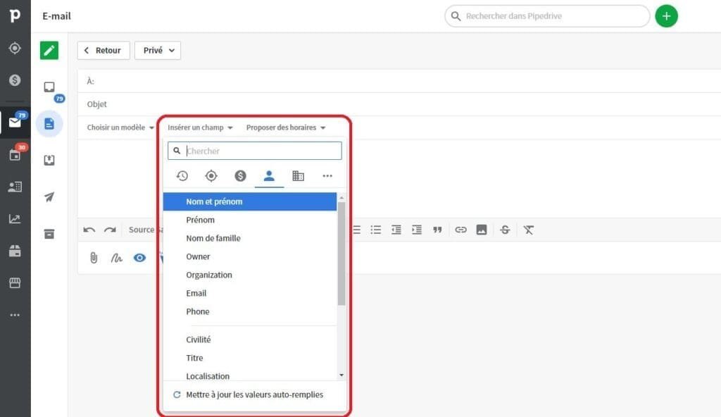 Pipedrive - example de champs Personne qui peuvent etre ajoutés à un modèle d'email - eksplodo.fr
