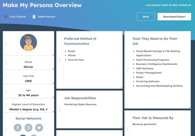 HubSpot - outil Make my Persona - eksplodo.fr