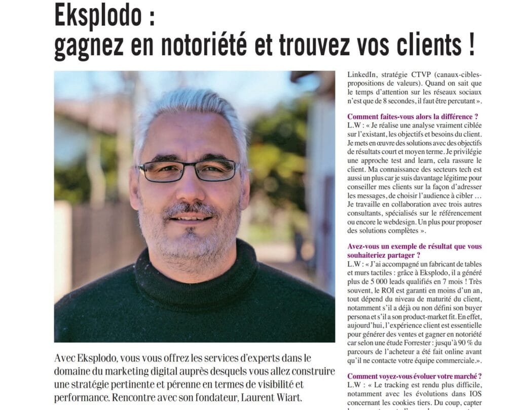 Magazine entreprendre - Marketing - interview eksplodo.fr