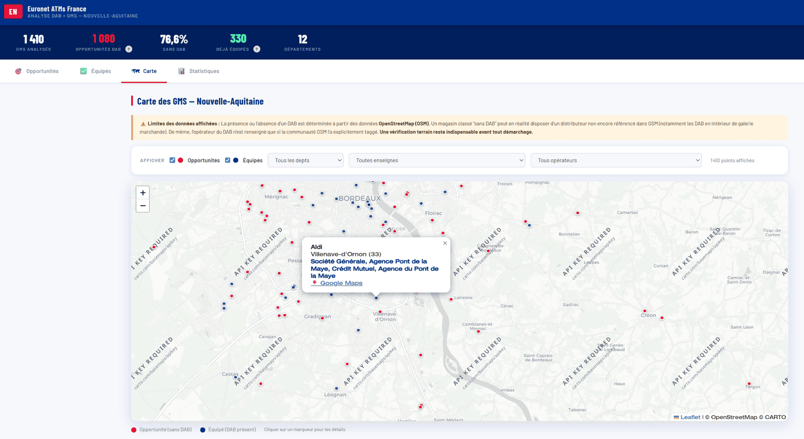 Euronet six mois de business development en cinq heures​ avec une compétence Claude - Carte interactive - eksplodo.fr