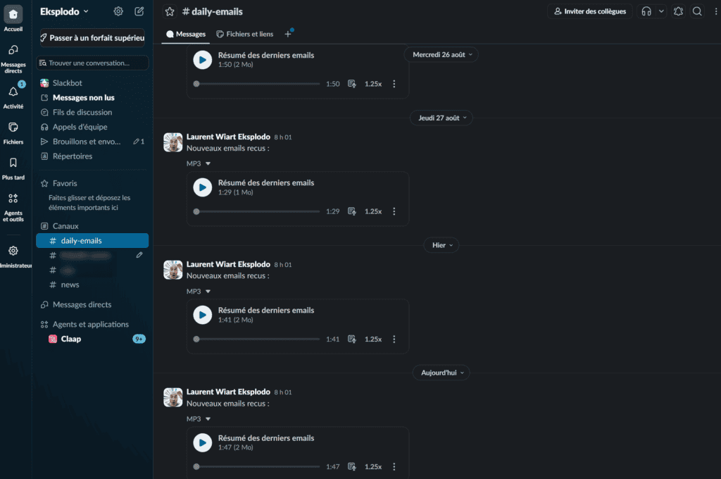 Un résumé vocal de vos emails, chaque matin dans Slack avec Make, OpenAI