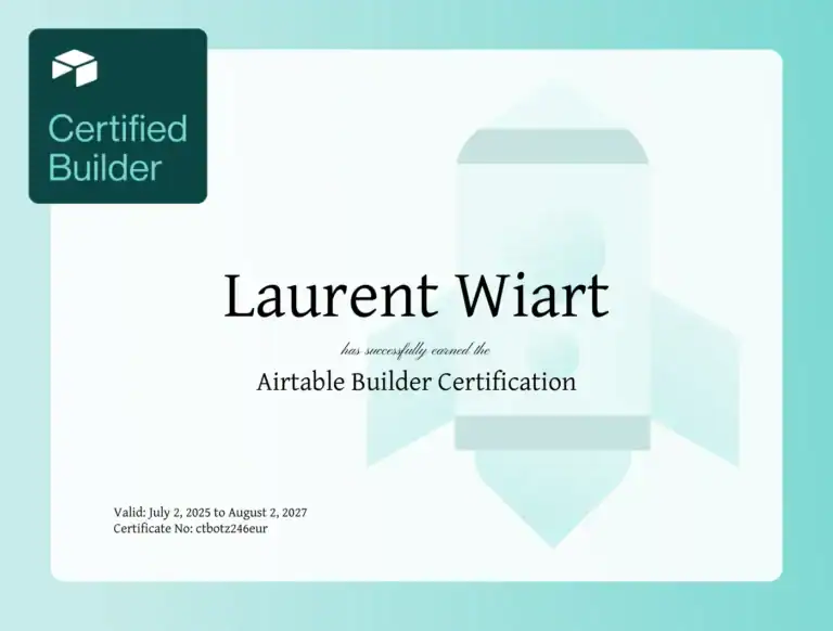 Certification Airtable Builder - Laurent Wiart - eksplodo.fr