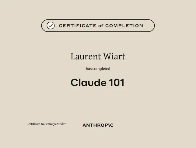 Certification Anthropic Claude 101 - Laurent Wiart - eksplodo.fr
