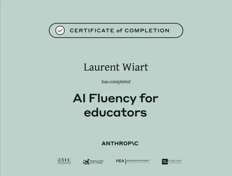 Certification Anthropic Claude AI Fluency for Educators - Laurent Wiart - eksplodo.fr