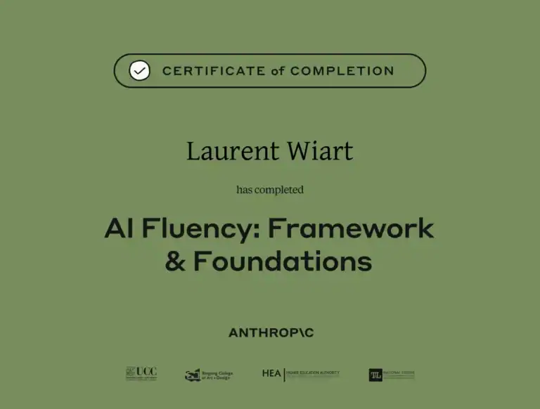 Certification Anthropic Claude AI Fluency Framework and Foundations - Laurent Wiart - eksplodo.fr