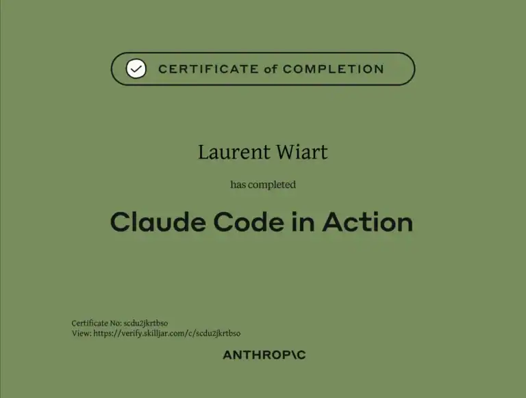 Certification Anthropic Claude Code in Action - Laurent Wiart - eksplodo.fr