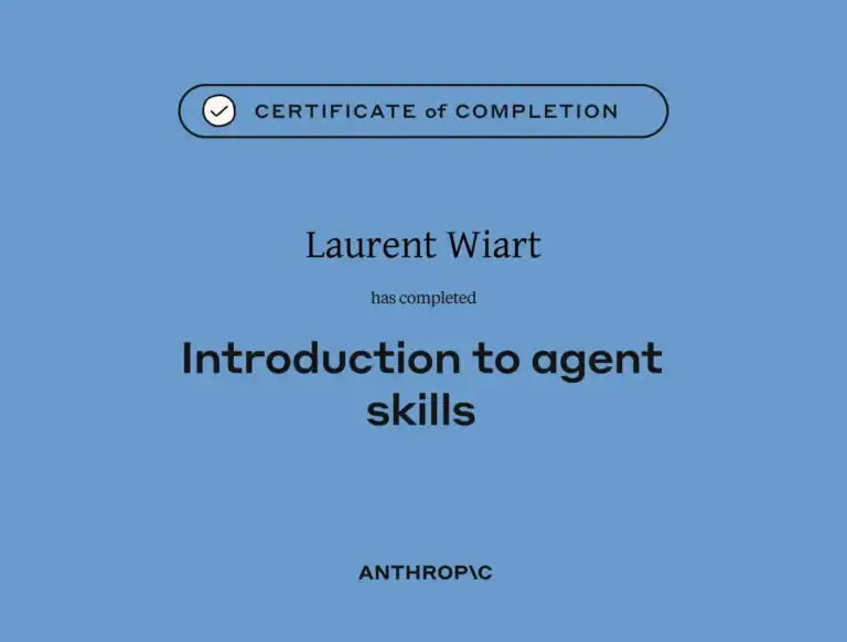 Certification Anthropic Claude Introduction to Agent Skills - Laurent Wiart - eksplodo.fr