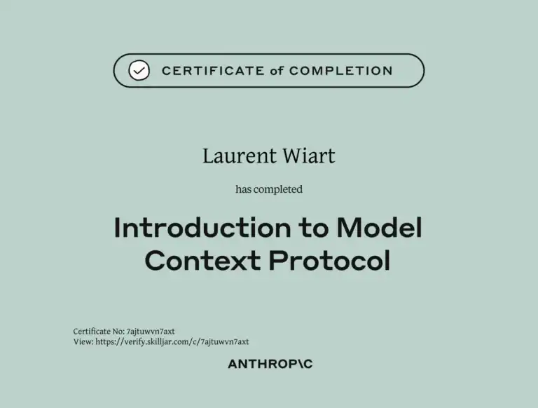 Certification Anthropic Claude Introduction to Model Context Protocol MCP - Laurent Wiart - eksplodo.fr