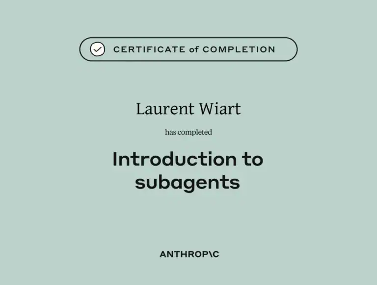 Certification Anthropic Claude Introduction to subagents - Laurent Wiart - eksplodo.fr