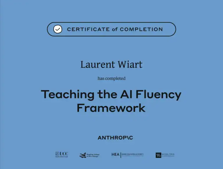 Certification Anthropic Teaching Claude AI Fluency - Laurent Wiart - eksplodo.fr