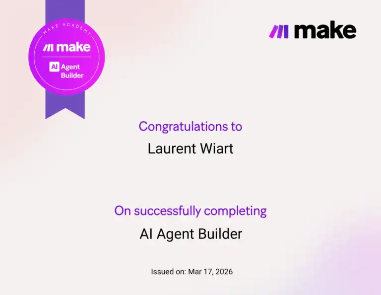 Certification Make AI Agent Builder - Laurent Wiart - eksplodo.fr