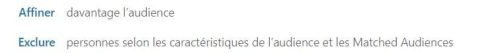 LinkedIn Ads - Audience Cible - vous pouvez affiner votre audience ou exclure par attributs - eksplodo.fr