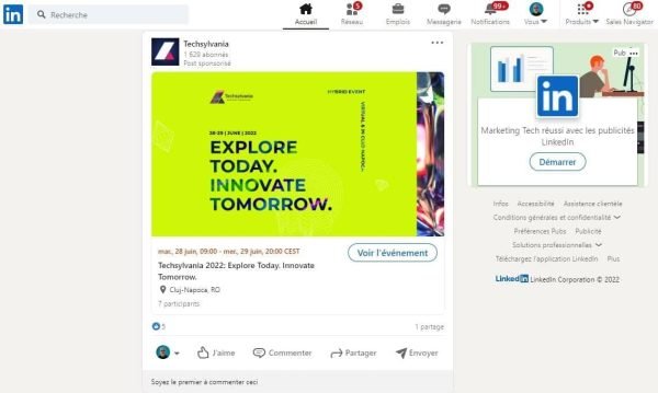 LinkedIn Ads - exemple de publicité au format Event Ad - eksplodo.fr
