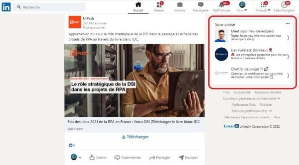 LinkedIn Ads - exemple de publicité au format Text Ad - eksplodo.fr