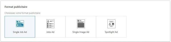 LinkedIn Ads - formats publicitaires disponibles pour recruter sur LinkedIn - Single Job Ad, Jobs Ad, Single Image Ad, Spotlight Ad - eksplodo.fr