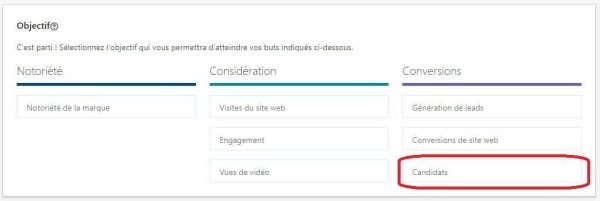 LinkedIn Ads - objectif Candidats pour recruter - eksplodo.fr