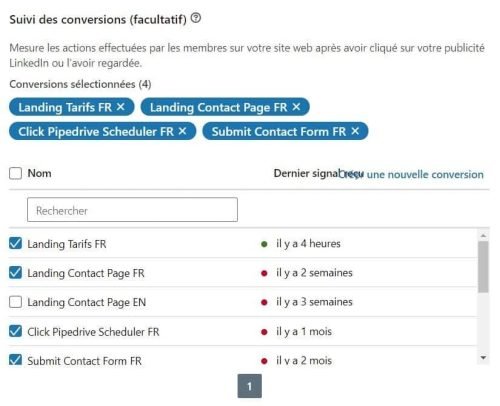 LinkedIn Ads - vous pouvez définir des objectifs de conversion et les suivre dans vos campagnes - eksplodo.fr